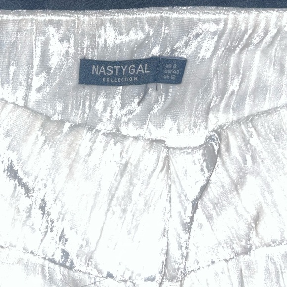 Nasty Gal Crushed Velvet Textured Wide Leg Pants. - Picture 6 of 7